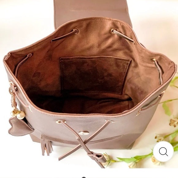 Hollis Mini Backpack in Metallic Mocha with Tassel Charm - Picture 6 of 6